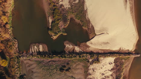 aerial view of a river delta and marsh ecosystem