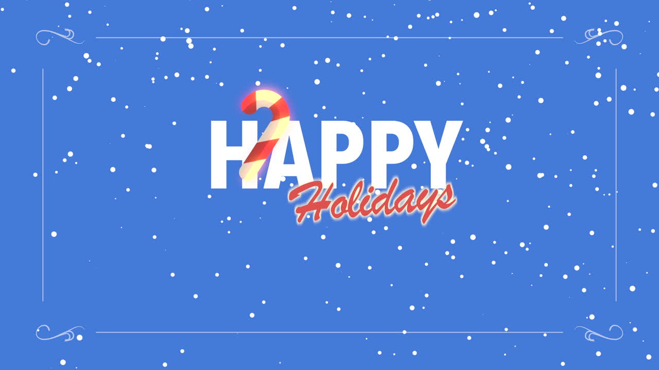 사탕과 함께 행복한 휴일과 파란 하늘에서 눈이 내리는