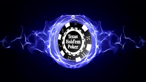 poker chip with texas hold’em text animation, background, rendering, with alpha channel, loop