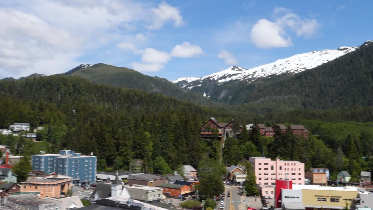 Ketchikan, Alaska.Beautiful sunny summer day.Slow panning right to left.