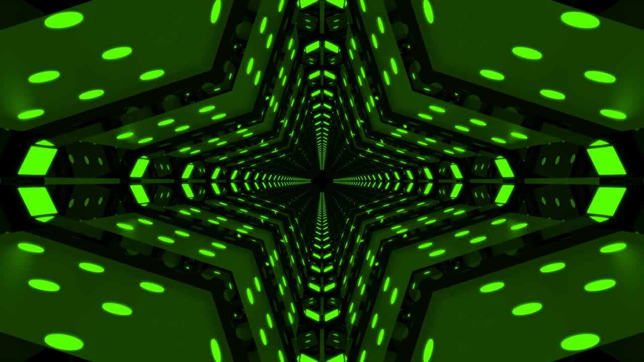 túnel de bucle abstracto futurista verde