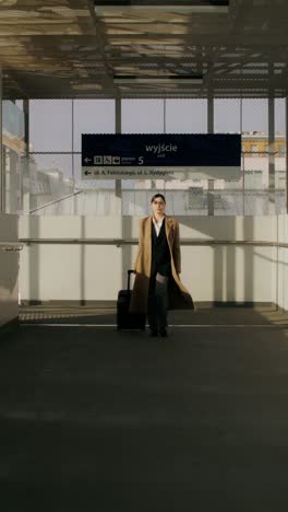 woman walking through a train station