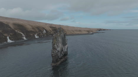 drone shot of hvítserkur, amazing basat stack, landmark of iceland