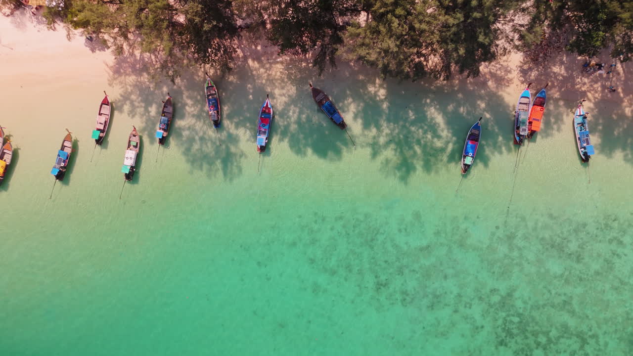 Tropical Beach with Longtail Boats