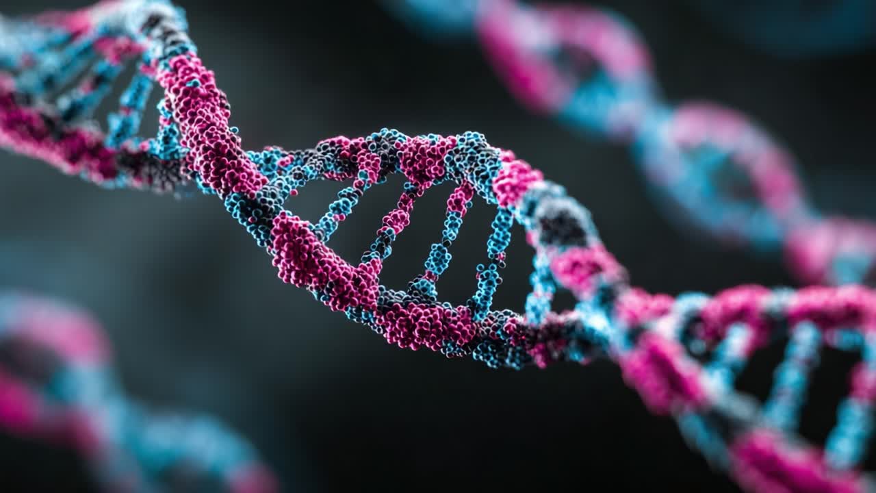 A Stunning Visualization of DNA Structure with Distinctive Coloration, Capturing the Intricacies and Beauty of Genetic Material in a Hypothetical Context