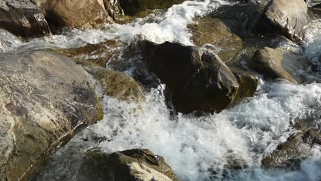 rushing mountain stream flowing over large rocks in walensee, switzerland, nature scene