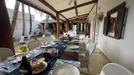 caribbean charm breakfast table set al fresco, colonial beach house, los roques venezuela