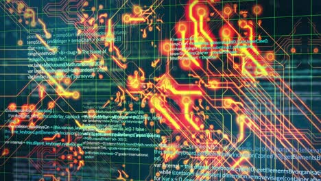 animación del procesamiento de datos sobre un fondo negro