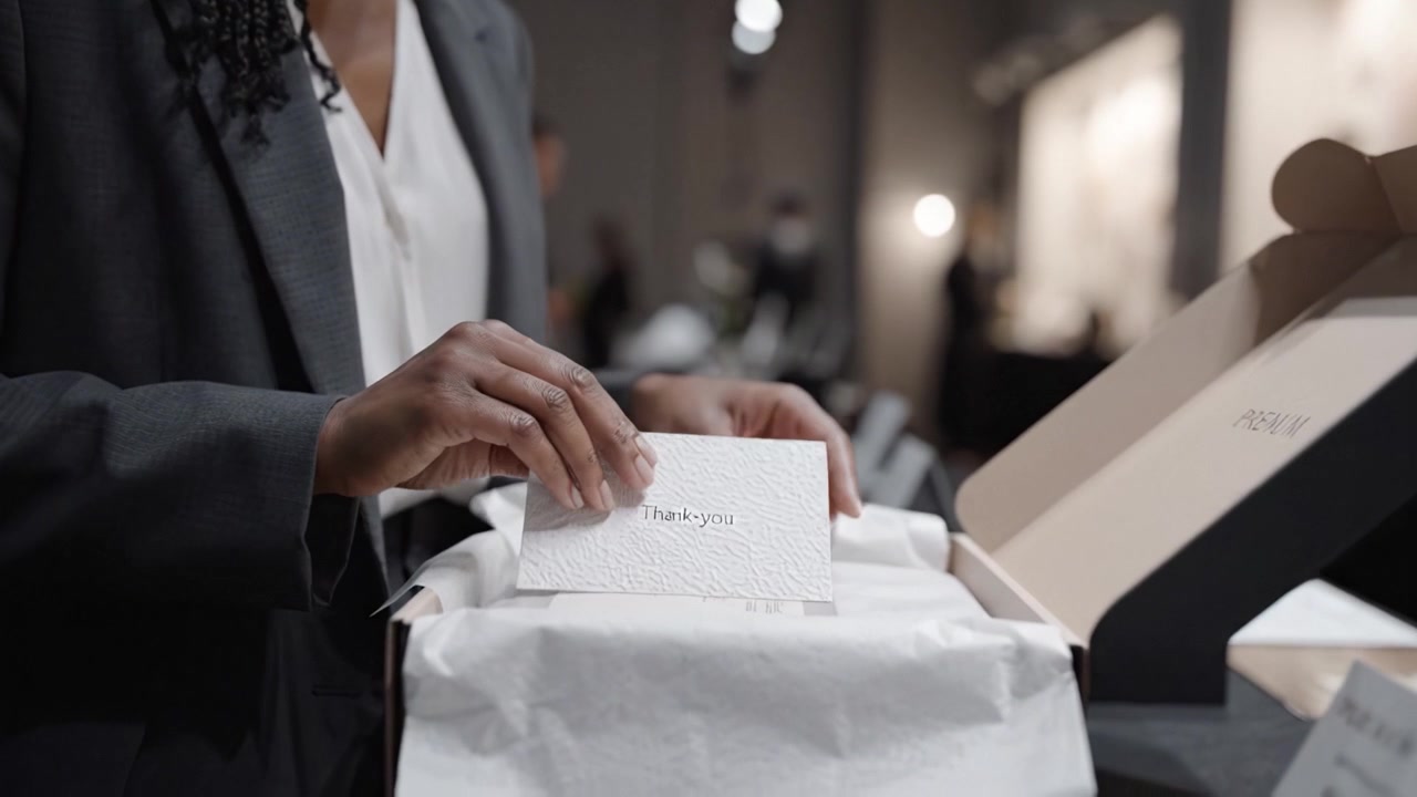 Un professionista che esamina una lettera mentre disimballa una scatola, mostrando i dettagli e il contenuto all'interno, in un ambiente sofisticato con illuminazione soffusa.