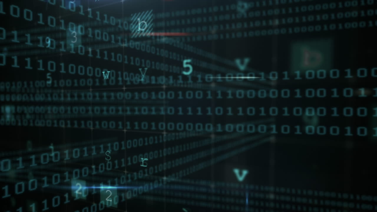animación del procesamiento de datos digitales sobre un fondo oscuro