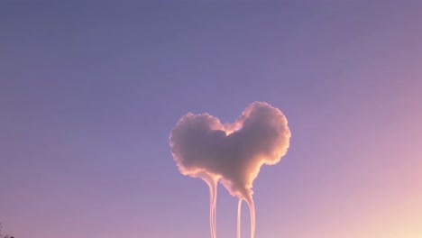 a heart-shaped cloud against a pastel sky, captured from a low angle