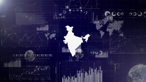 india country corporate background with abstract elements of data analysis charts i showcasing data analysis technological video with globe,growth,graphs,statistic data of india country