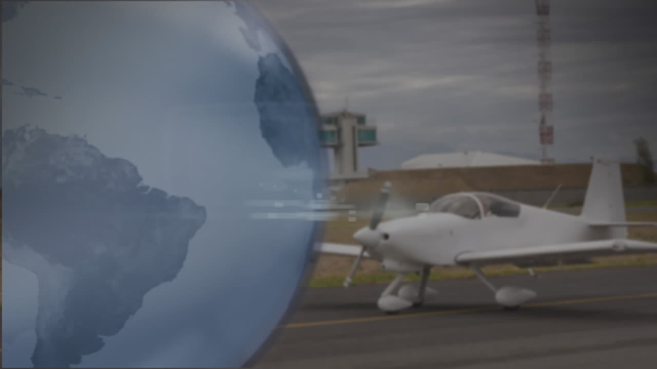 animación de la red de conexiones a través de drones con paquetes sobre la plataforma del aeropuerto