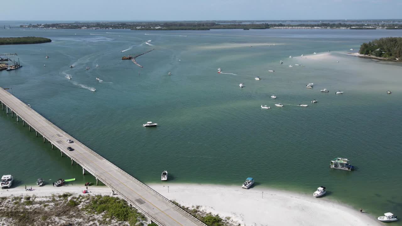 Timelapse aereo di Longboat Pass e Jewfish Key a Sarasota, Florida