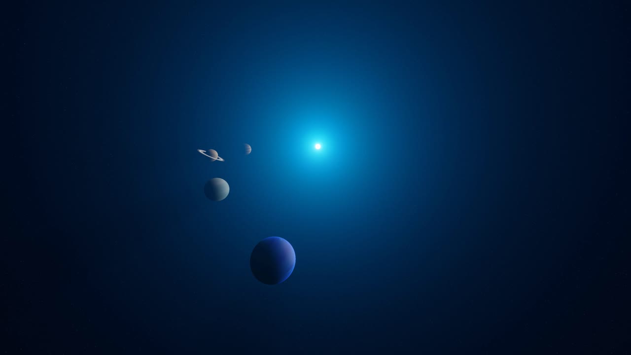 3D animation showing the 4 biggest planets in our solar system: Jupiter, Saturn, Venus and Neptune