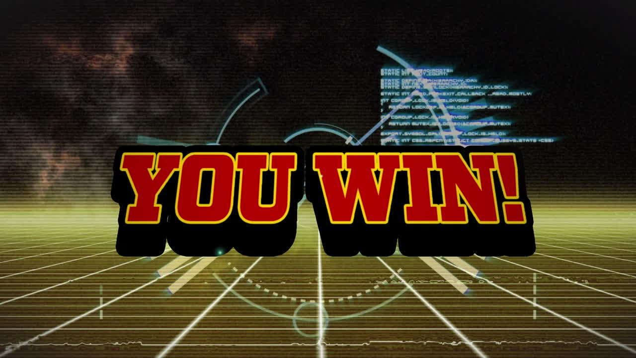 어두운 배경에 네온 패턴 위에 텍스트를 이기는 애니메이션