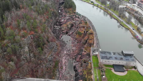 building of olidan hydroelectric power station at the bank of gota river in trollhattan, sweden