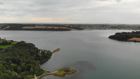 High-aerial-footage-of-the-surroundings-of-the-Winterfell-Castle-in-Northern-Ireland