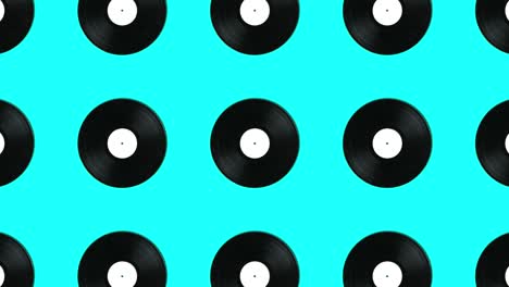 discos de vinilo retro con patrón geométrico sobre un fondo azul. gráficos de movimiento simples concepto de animación musical