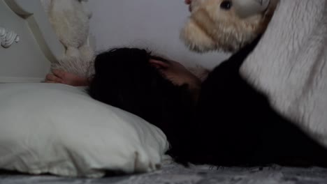 chica durmiendo con su animal de peluche