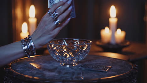 tarot card reading in a mystic setting
