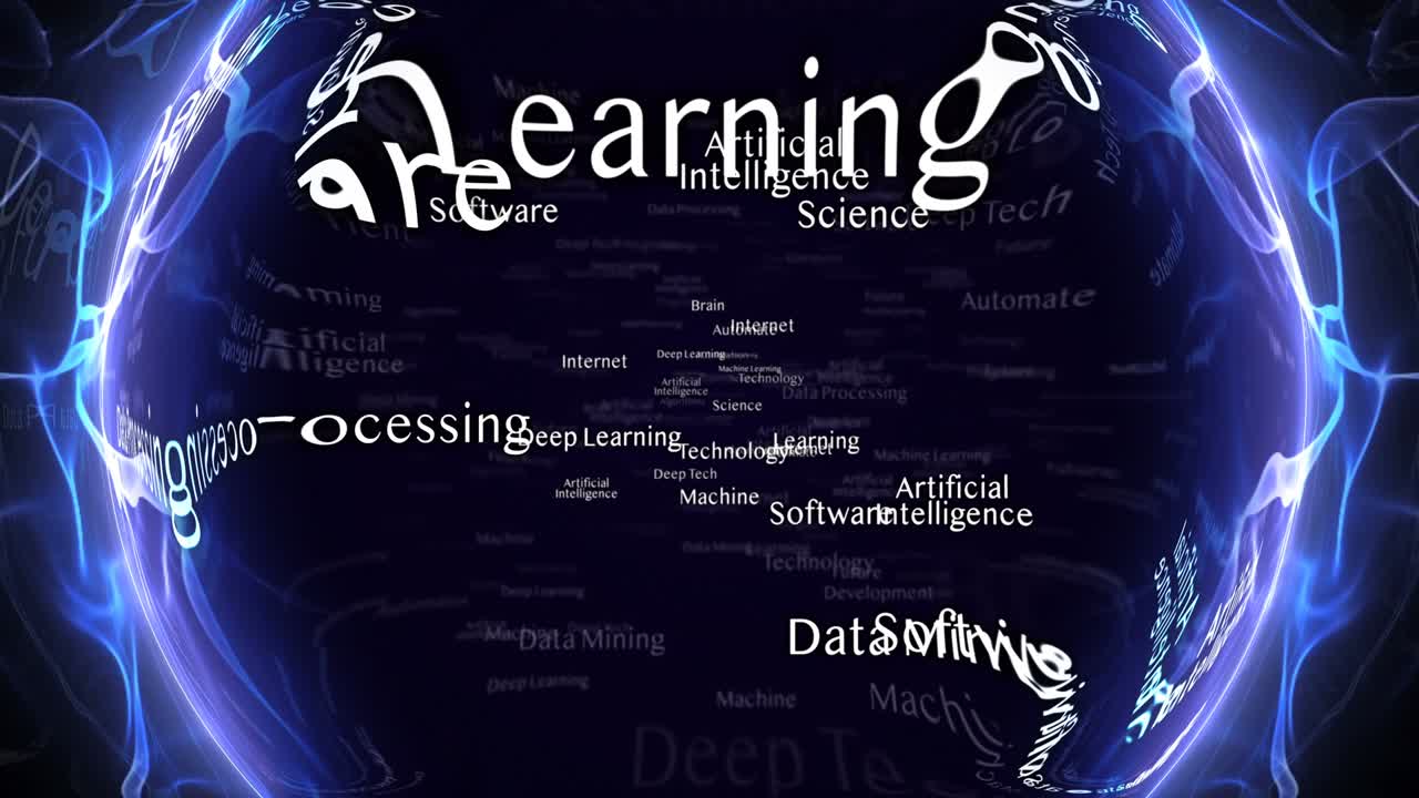 ARTIFICIAL INTELLIGENCE Keywords, Background, Animation, Loop, 4k