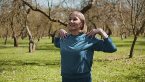 woman stretching outdoors