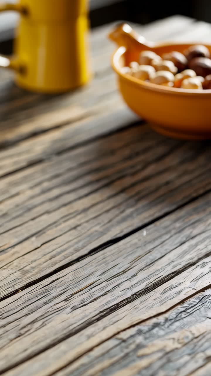 Pink Coffee Cup on Rustic Wooden Table