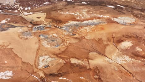 geothermal textures and colors at námafjall geothermal area, iceland from above