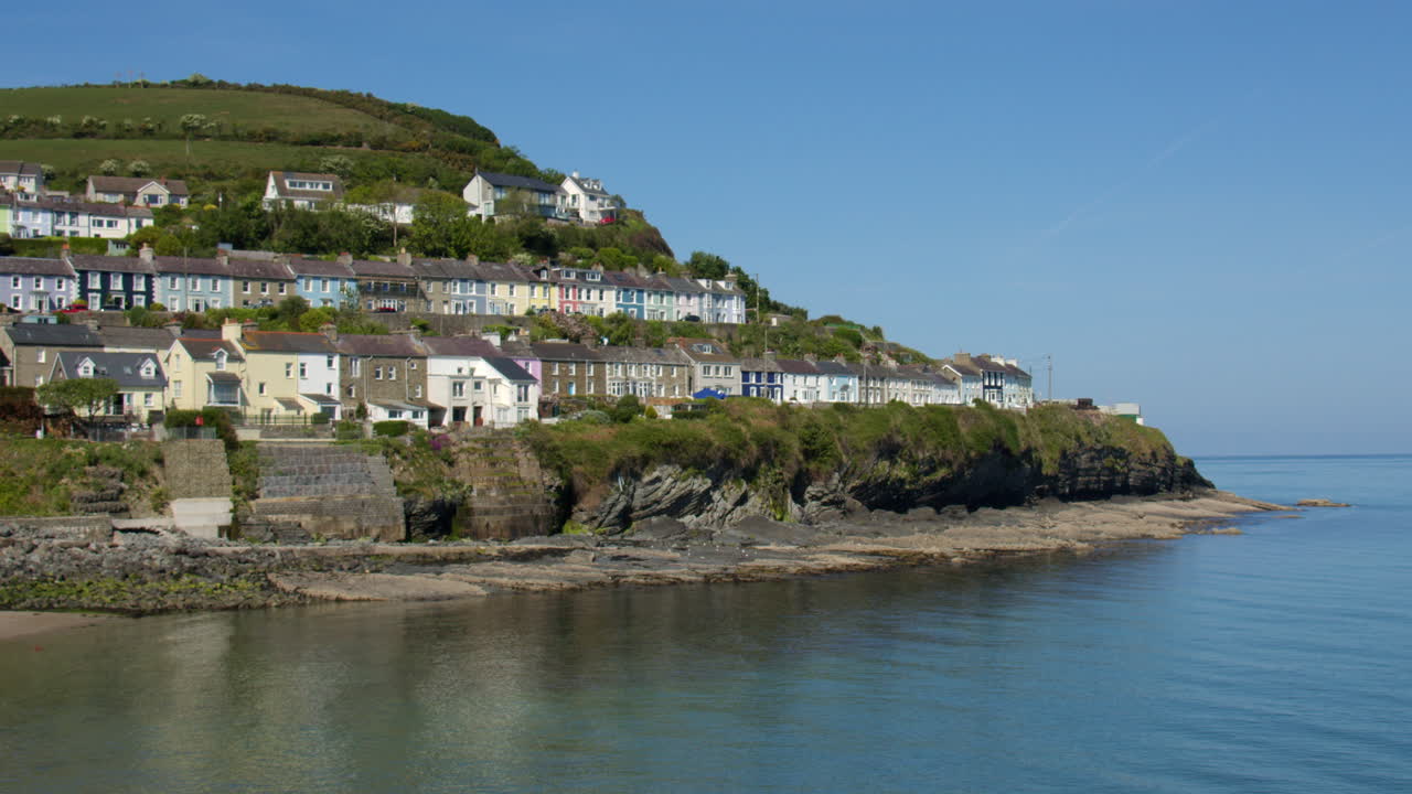 Extra Wide shot of new quay hillside showing the streets of rock street and Marine Terrace