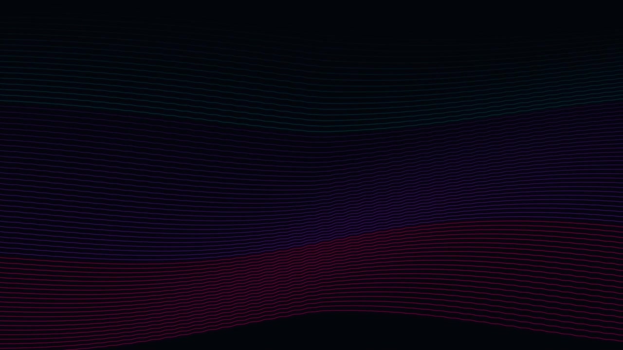 Abstract Background with Wavy Neon Lines in Dark Space
