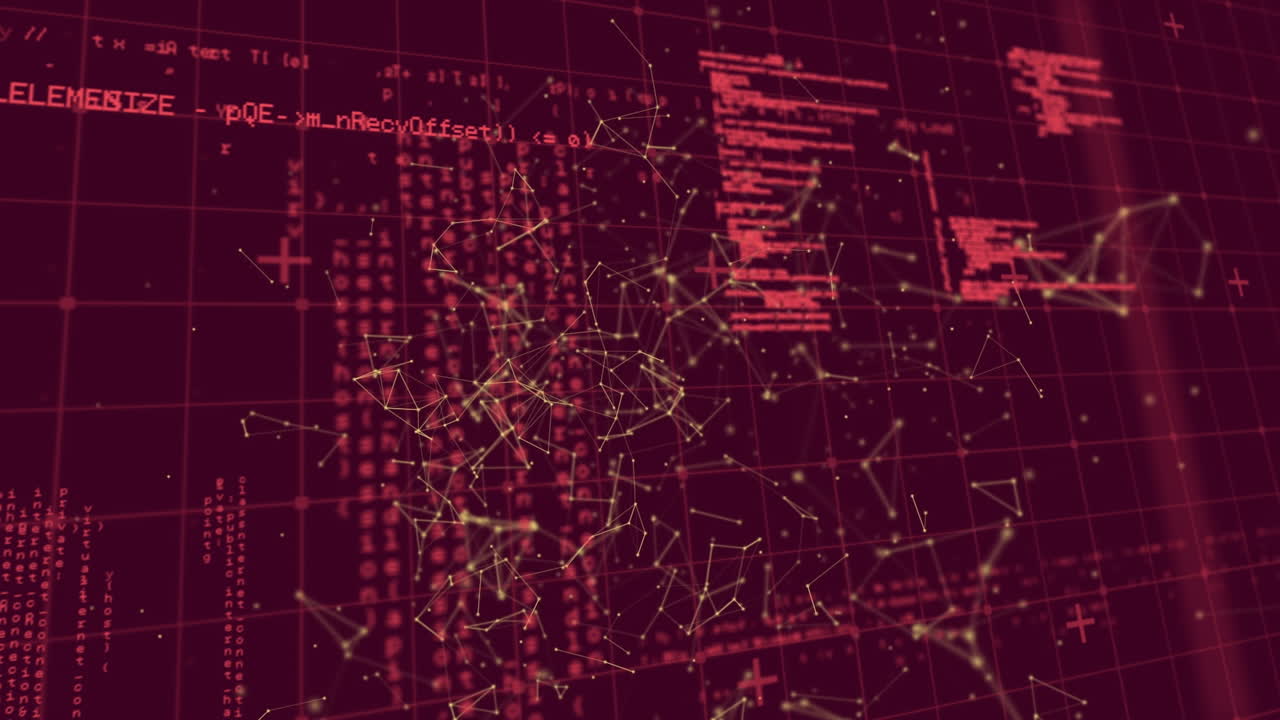 animación del procesamiento de datos y la red de conexiones a través de la red