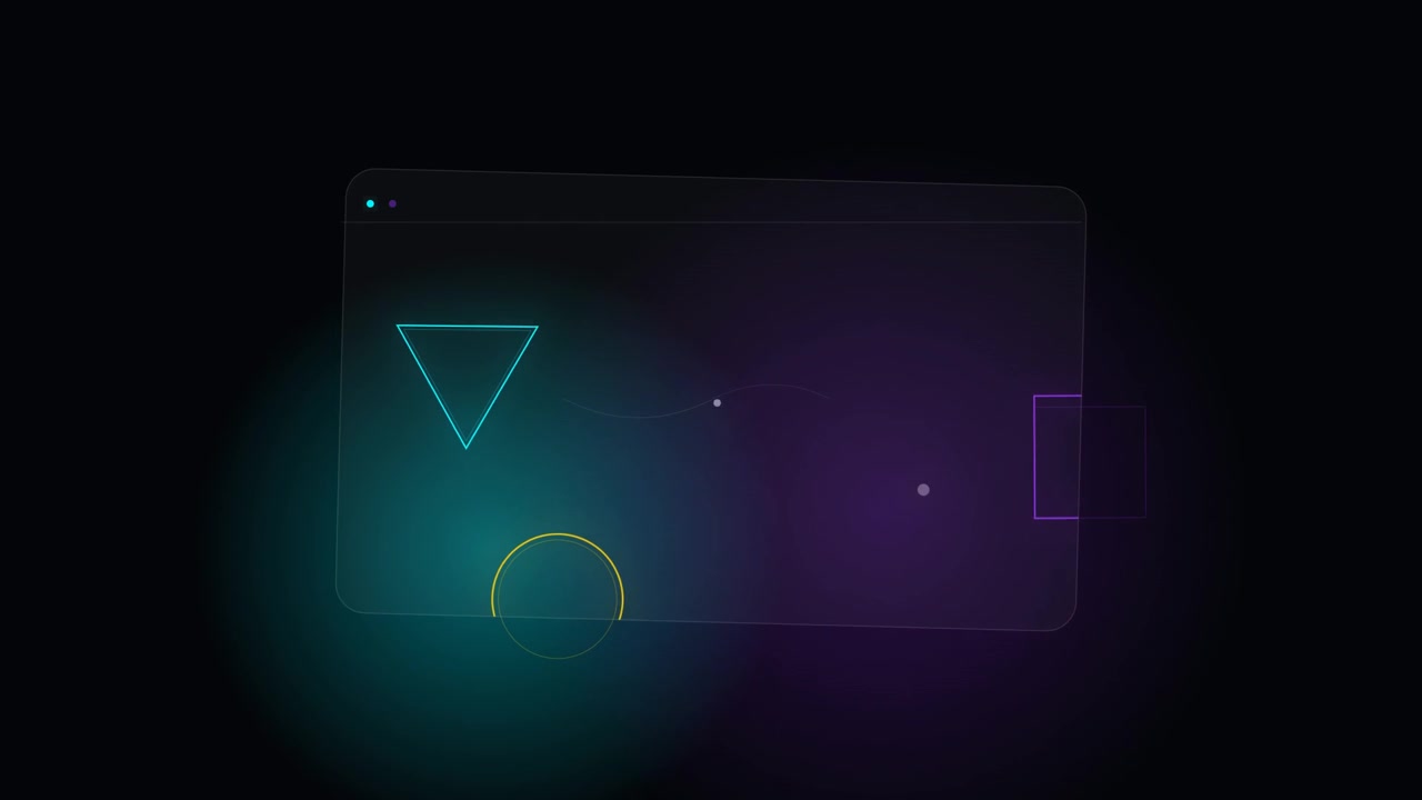 Abstract Motion Graphics with Floating Geometric Shapes and Glowing Background