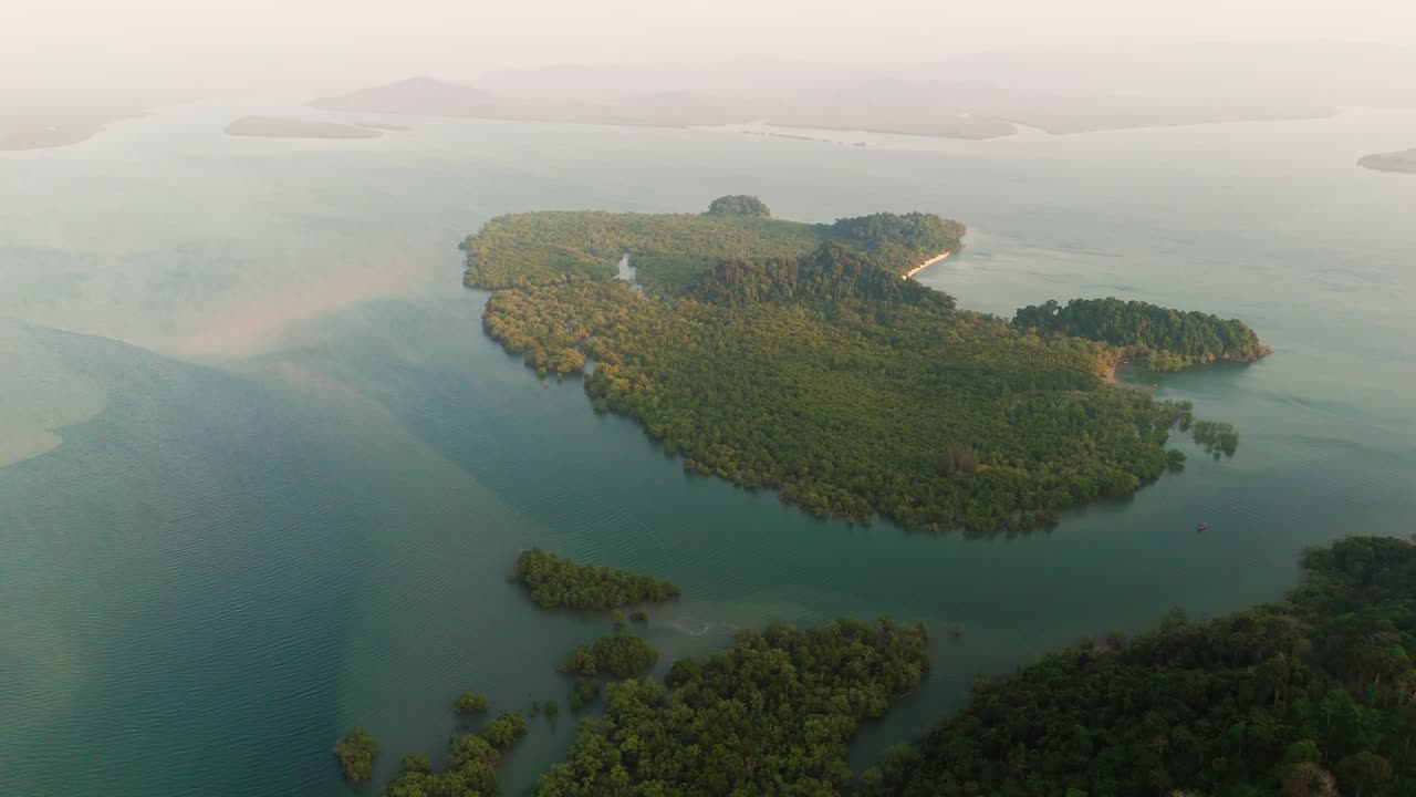 Aerial drone fly above Laem Son National Park Thailand Island landscape, marine area in Tropical landscape of Southeast Asia