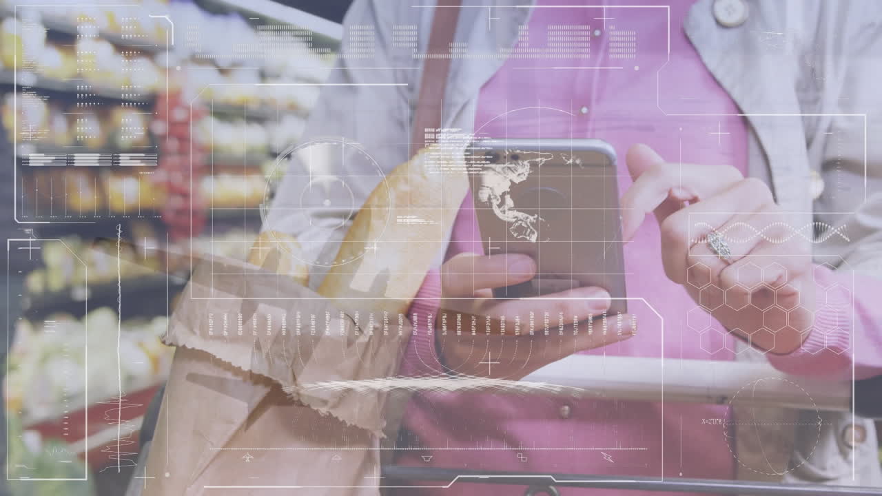 스마트 폰을 사용하여 손으로 데이터 처리의 애니메이션