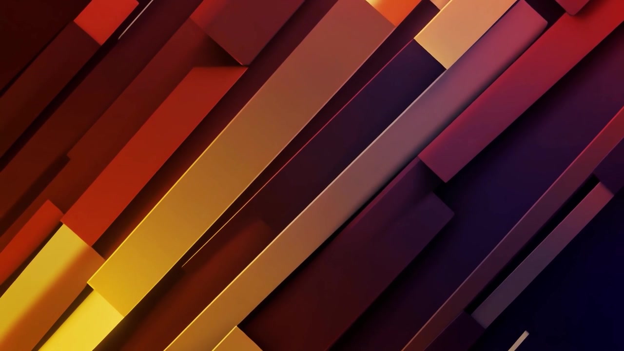 Animated 3D Geometric Shapes Moving Diagonally in Warm Colors