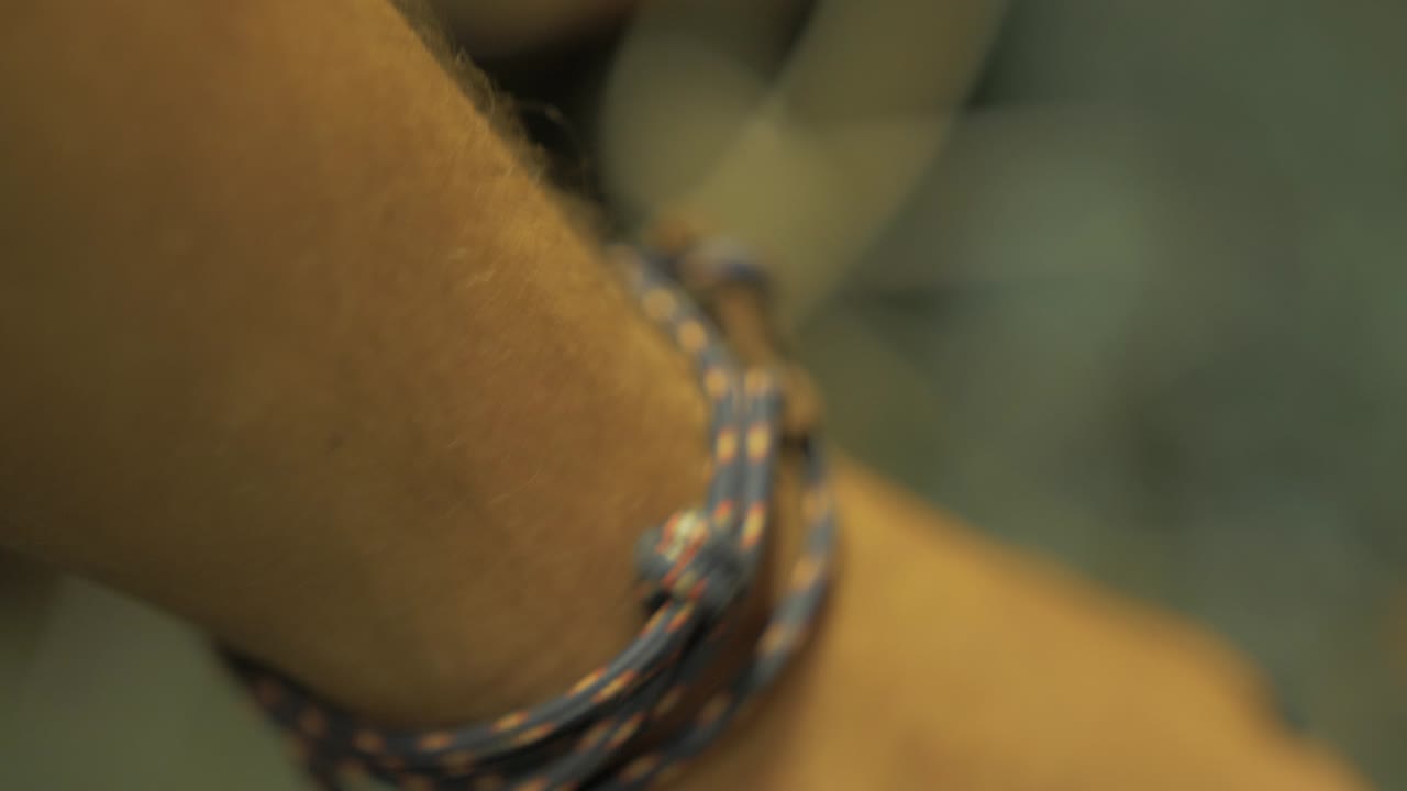 Handmade anchor bracelet on mans wrist