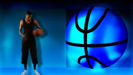 animation of an ethnic boy playing basketball