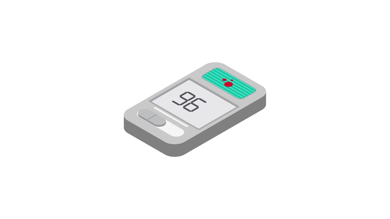 Animated Blood Glucose Meter Displaying a Blood Sugar Reading
