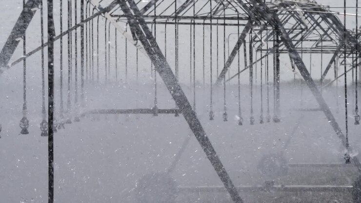 Center Pivot Irrigation Sprinkler System Watering Field Crops In Punjab