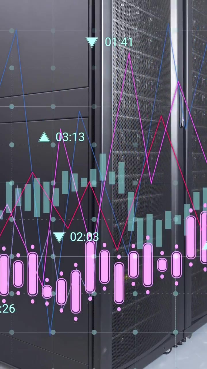 Animation of financial data processing over computer servers
