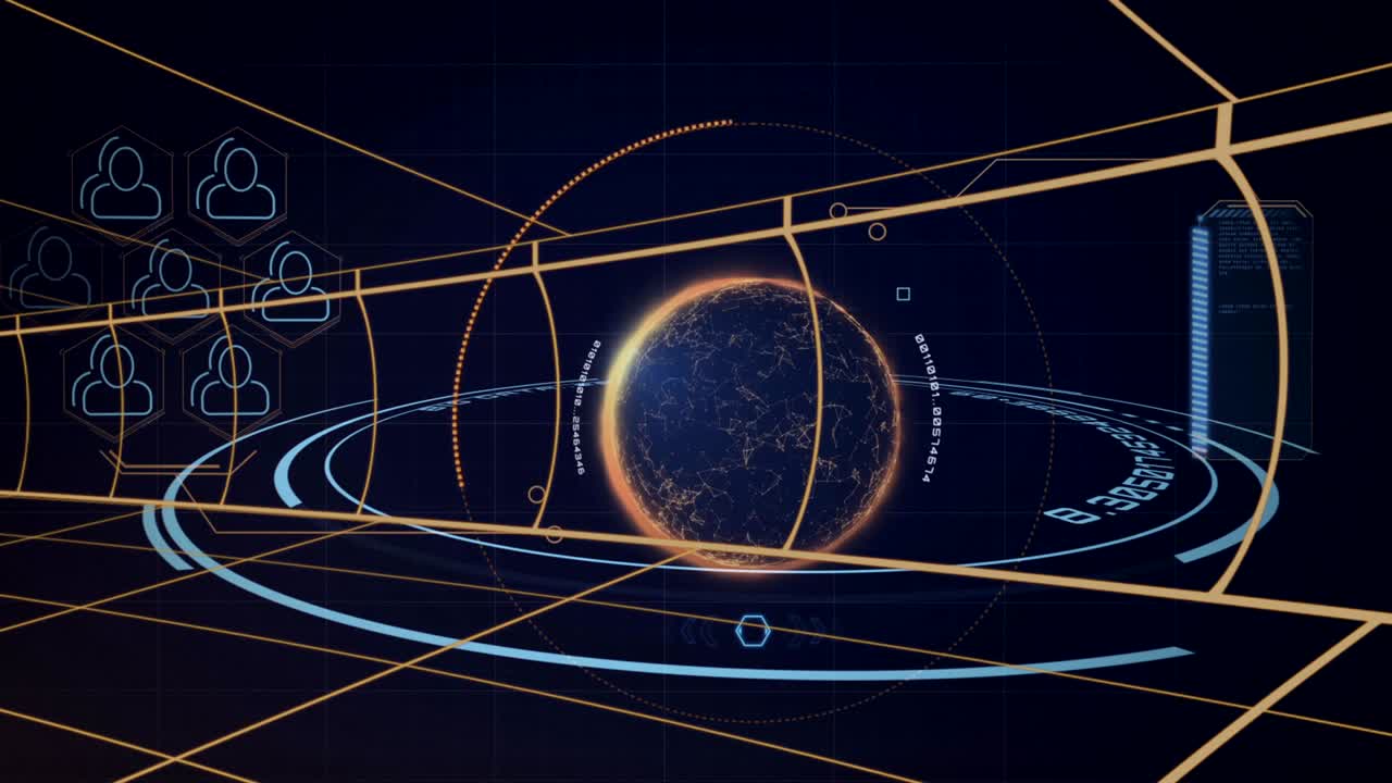 파란색 배경에 움직이는 그리드 선 4k