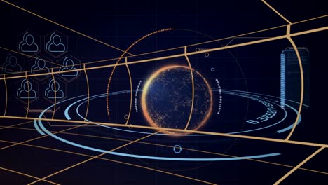 líneas de cuadrícula en movimiento en fondo azul 4k
