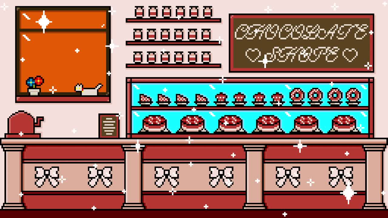 Pixel Strawberry chocolate Shop Looping animated background. 1080p (2).mp4