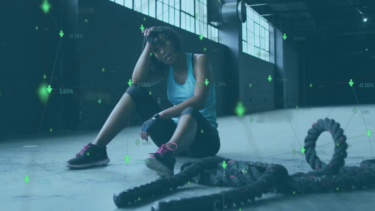 animación de estadísticas y gráficos sobre mujeres que respiran pesadamente