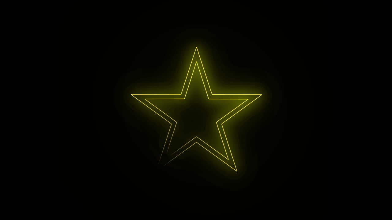 Neon Line Star Shape Drawn on with Full Loop-Ready Rotation Plus Flashing Grid Pattern Loop. Blue and pink colored bright lines on a black background.