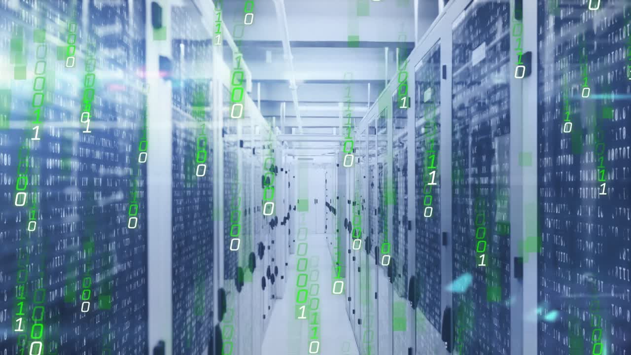 Data being processed through a network of computer servers