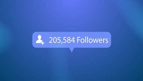 profile icon, followers text and increasing numbers on speech bubble against blue background