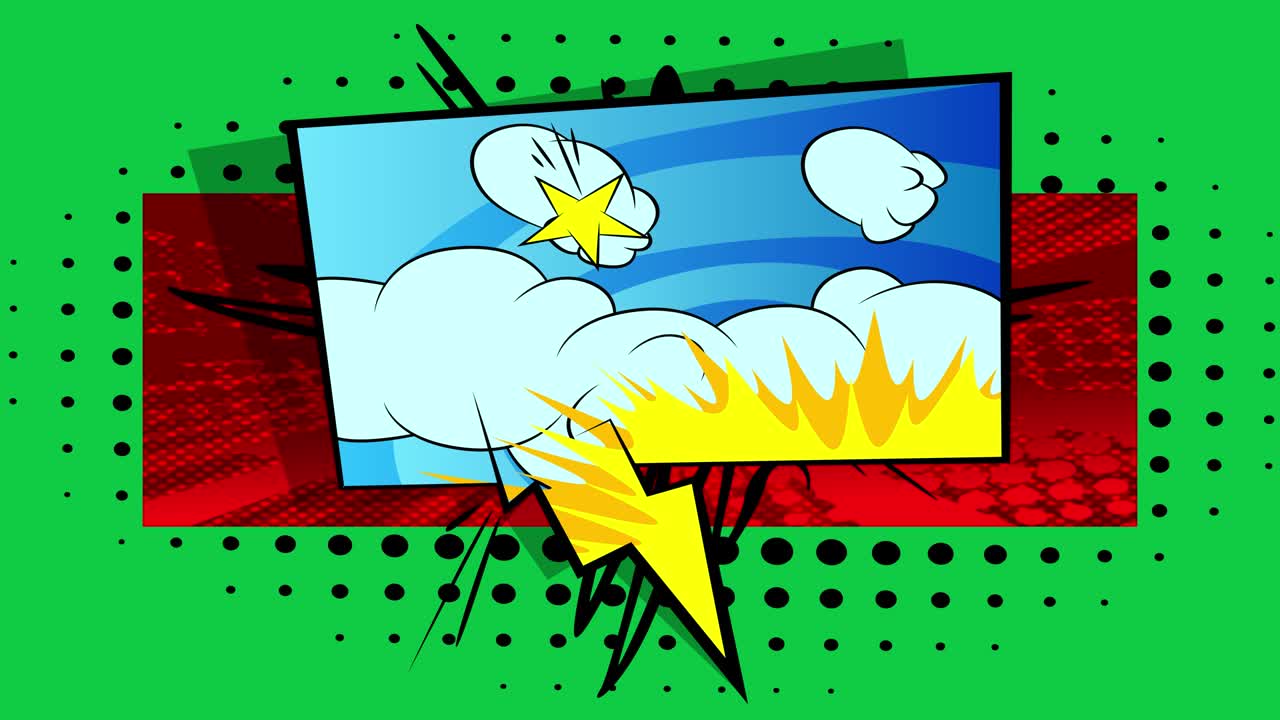 fondo abstracto con pantalla verde. cartel de movimiento. 4k cómics animados elementos en movimiento.