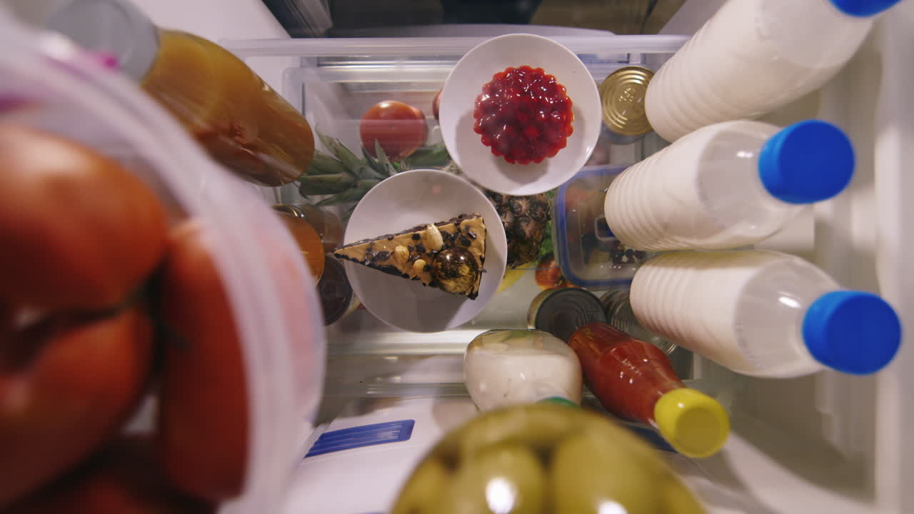 timelapse de productos que se toman del refrigerador